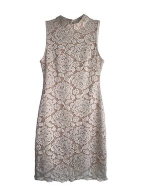sans souci white lace dress Sans Souci Ivory White Lace Sleeveless Sheath Bodycon Dress Large